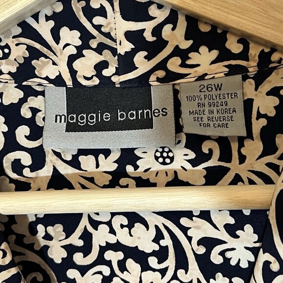 Maggie Barnes Women Blouse Shirt  26W Plus Size 3X Black Floral Button Top - Picture 3 of 9